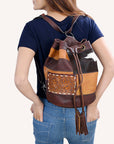 American Darling Bucket Hand Tooled Hair On Genuine Leather Women Bag Western Handbag Purse
