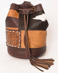 American Darling Bucket Hand Tooled Hair On Genuine Leather Women Bag Western Handbag Purse