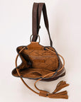 American Darling Bucket Hand Tooled Hair On Genuine Leather Women Bag Western Handbag Purse