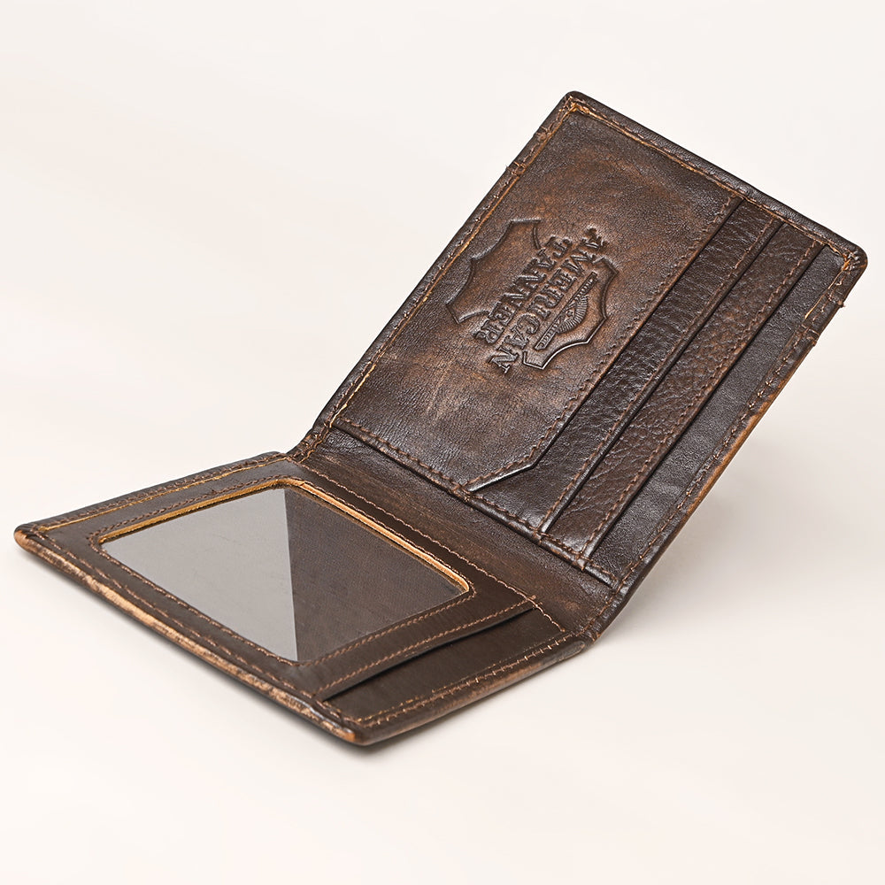 AMERICAN TANNER Genuine Leather Hand Burnished Bifold Wallet For Men Women H4 X W3.25 X D0.5