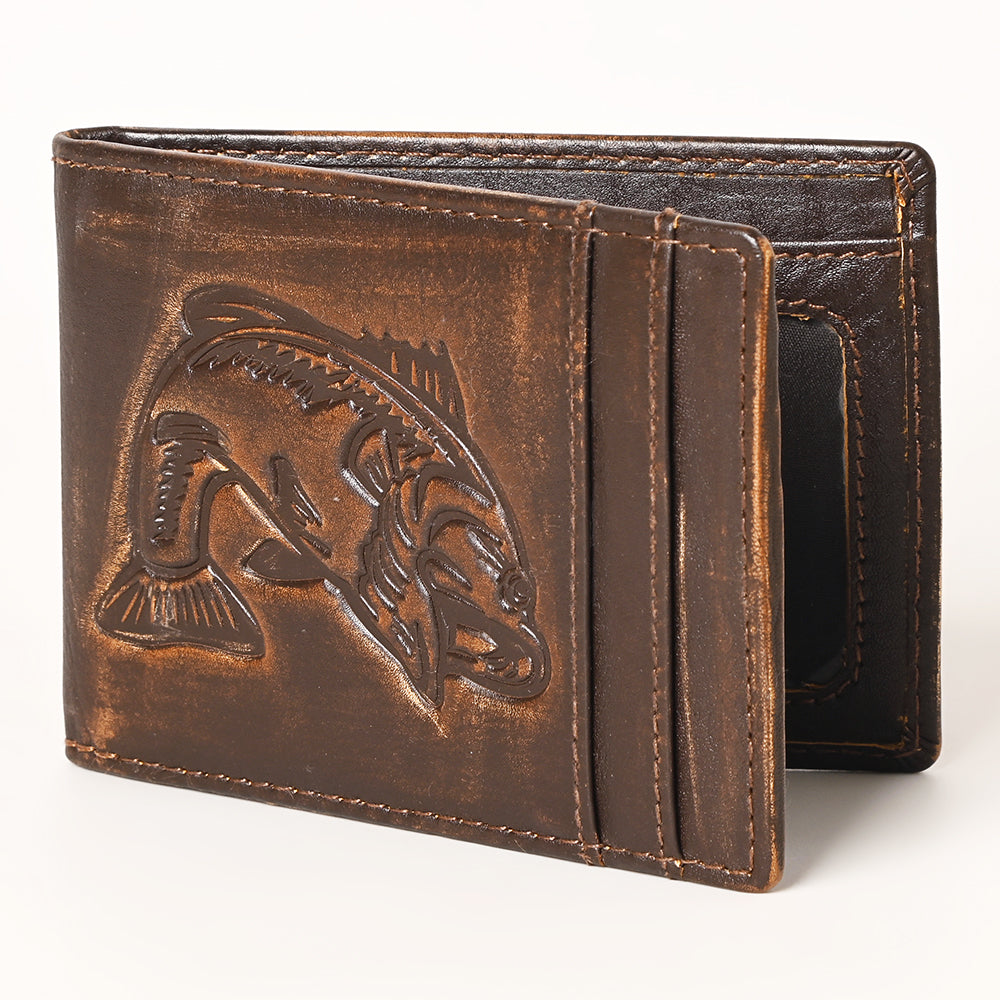 AMERICAN TANNER Genuine Leather Hand Burnished Bifold Wallet For Men Women H4 X W3.25 X D0.5