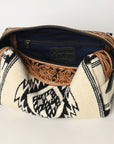 American Darling Toiletry Hand Tooled Saddle Blanket Fabric Genuine Leather Western Women Bag Handbag Purse | for Cute