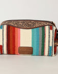 American Darling Toiletry Hand Tooled Saddle Blanket Fabric Genuine Leather Western Women Bag Handbag Purse | for Cute