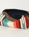 American Darling Toiletry Hand Tooled Saddle Blanket Fabric Genuine Leather Western Women Bag Handbag Purse | for Cute