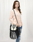 American Darling ADBG1392A Messenger Saddle Blanket Genuine Leather Women Bag Western Handbag Purse