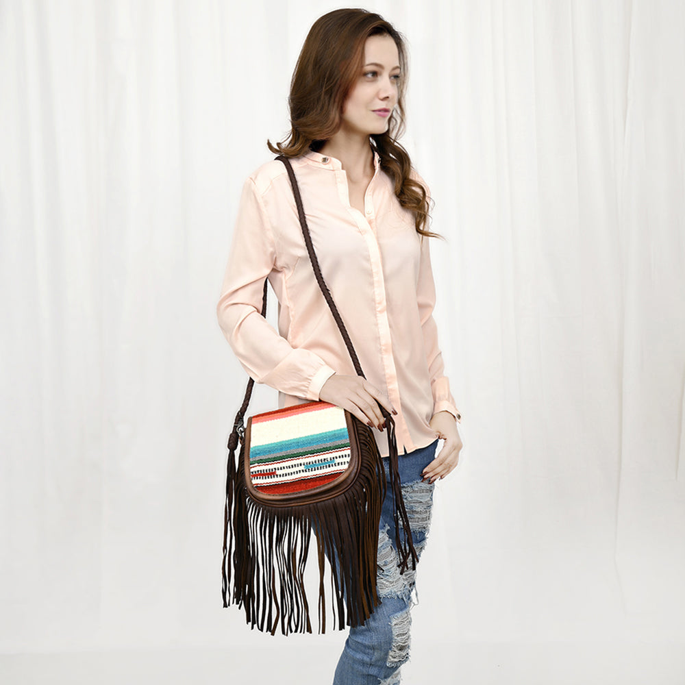 American Darling ADBG1392B Messenger Saddle Blanket Genuine Leather Women Bag Western Handbag Purse