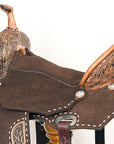 Hilason Flex Tree Western Horse Floral Trail Barrel American Leather Saddle Brown