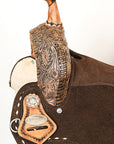 Hilason Flex Tree Western Horse Floral Trail Barrel American Leather Saddle Brown