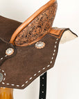 Hilason Flex Tree Western Horse Floral Trail Barrel American Leather Saddle Brown