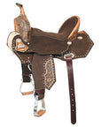 Hilason Flex Tree Western Horse Floral Trail Barrel American Leather Saddle Brown