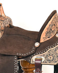 16 In Hilason Flex Tree Western Horse Floral Trail Barrel American Leather Saddle Black