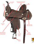 15 In Hilason Flex Tree Western Horse Buckstitch Trail Barrel American Leather Saddle Brown