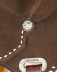 15 In Hilason Flex Tree Western Horse Leaf Buckstitch Trail Barrel American Leather Saddle Brown