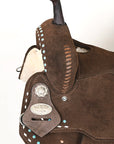 15 In Hilason Flex Tree Western Horse Buckstitch Trail Barrel American Leather Saddle Brown