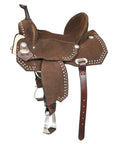 15 In Hilason Flex Tree Western Horse Buckstitch Trail Barrel American Leather Saddle Brown