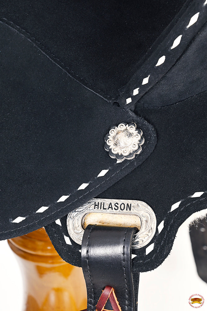 15 In Hilason Flex Tree Western Horse Buckstitch Trail Barrel American Leather Saddle Black