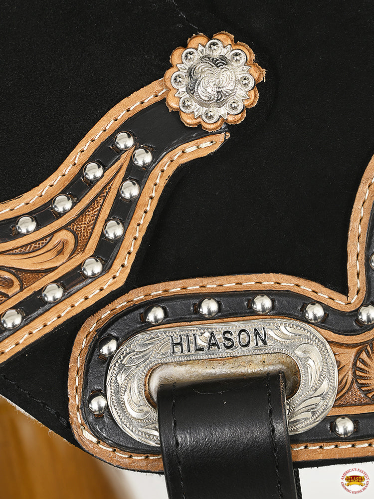 Hilason Flex Tree Western Horse Floral Trail Barrel American Leather Saddle Black