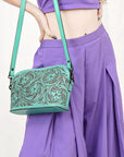 ADBGZ786B American Darling SMALL CROSSBODY Hand Tooled Genuine Leather women bag western handbag purse