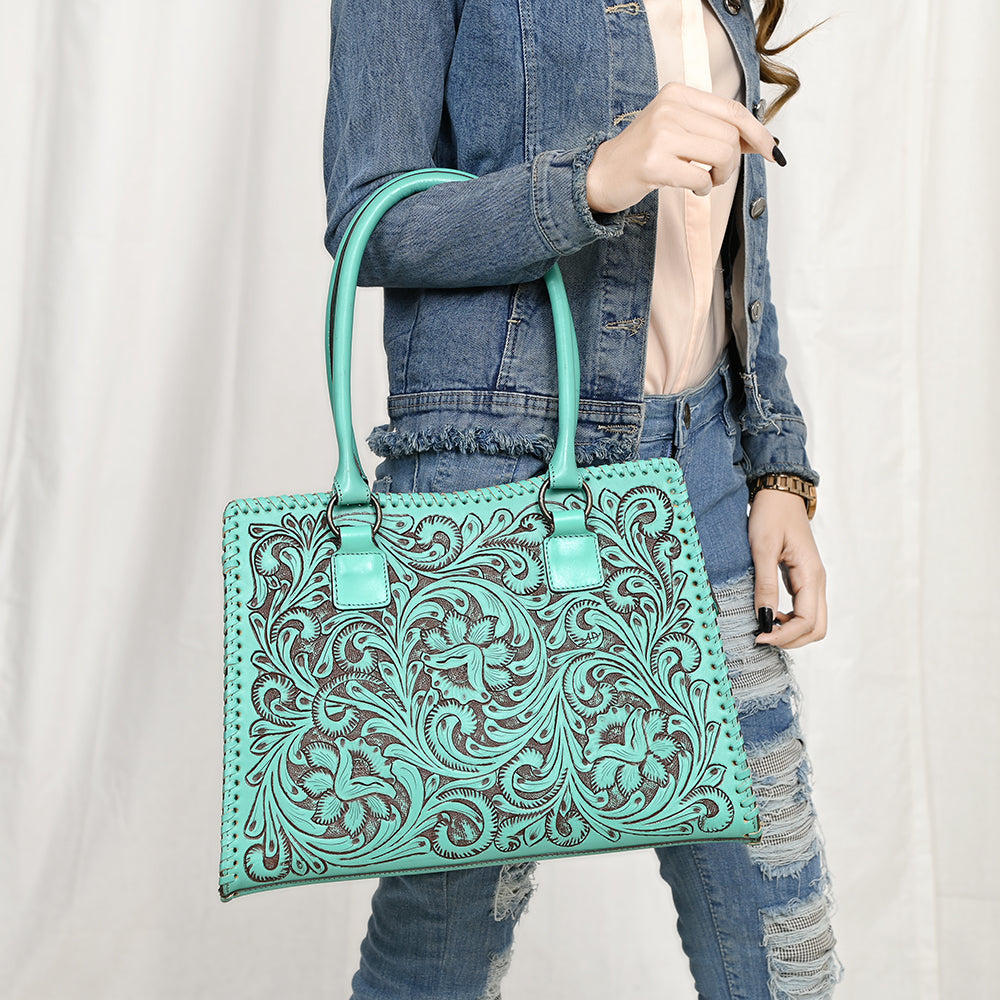 American Darling Adbgz793B Tote Hand Tooled Genuine Leather Women Bag Western Handbag Purse