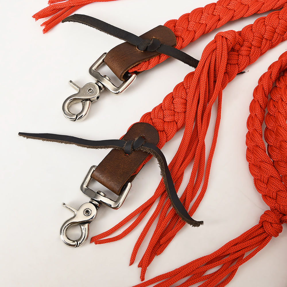 8 ft Hilason Western Horse Nylon Rope With Fringes Snap Black