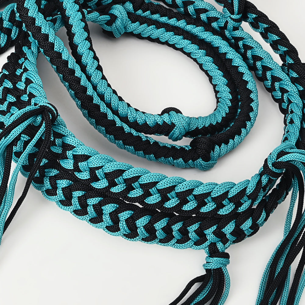 8 ft Hilason Western Horse Nylon Rope With Fringes Snap Black