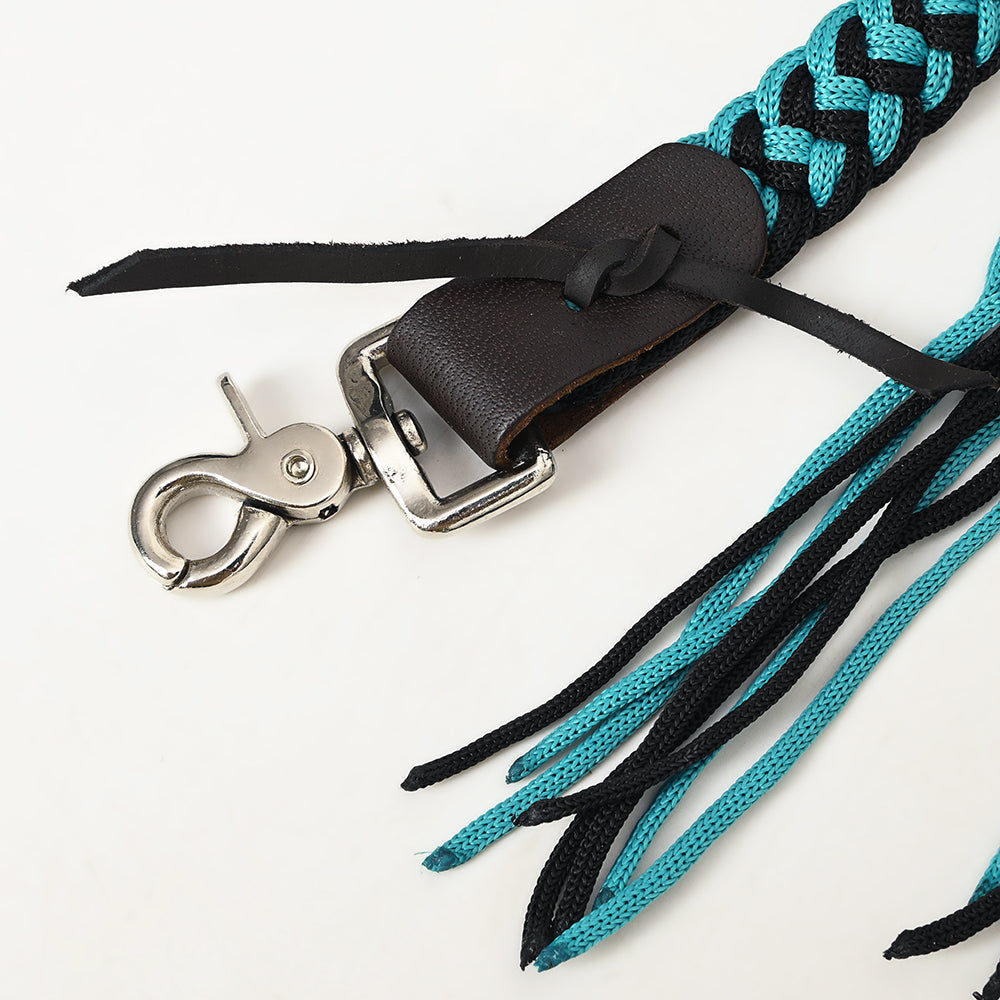 8 ft Hilason Western Horse Nylon Rope With Fringes Snap Black