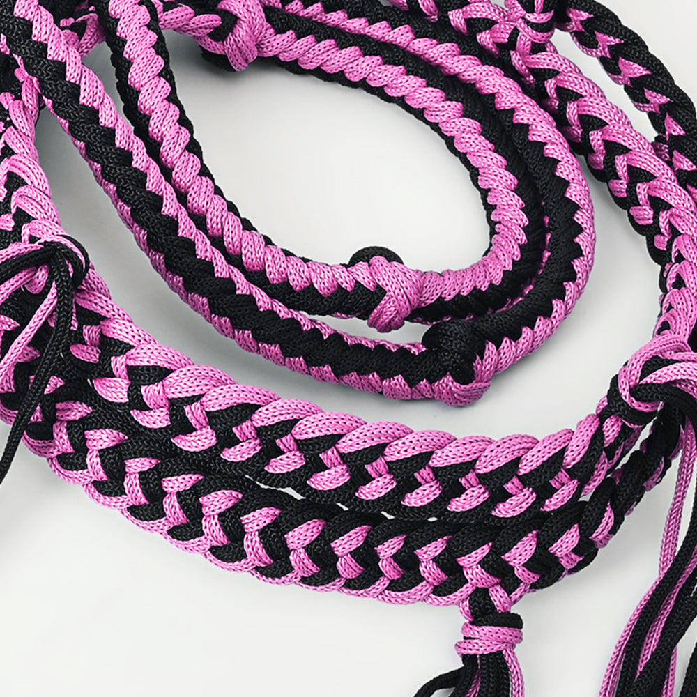 8 ft Hilason Western Horse Nylon Rope With Fringes Snap Black