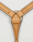 HILASON Western Horse Genuine Leather Hand Tooled Headstall Breast Collar Tan