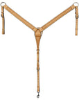 HILASON Western Horse Genuine Leather Hand Tooled Headstall Breast Collar Tan