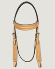 HILASON Western Horse Genuine Leather Hand Tooled Headstall Breast Collar Tan