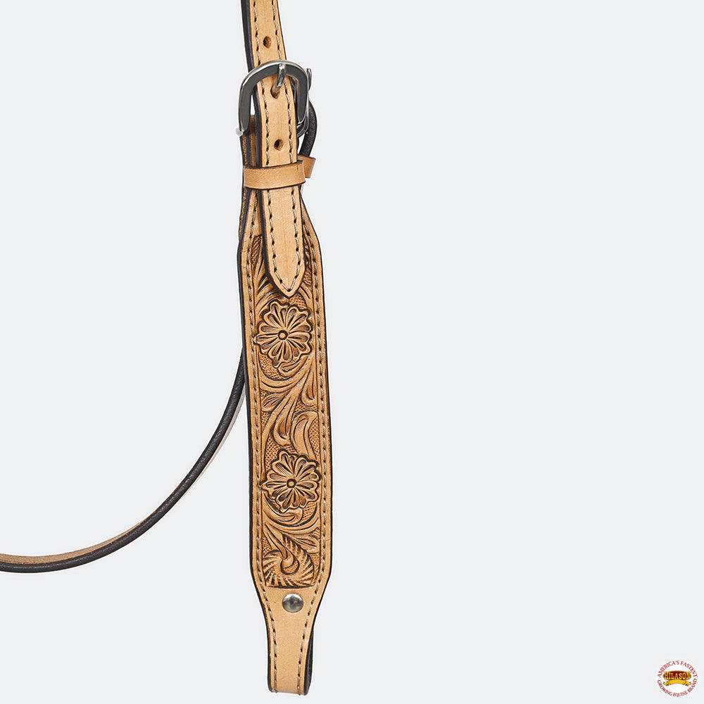 HILASON Western Horse Genuine Leather Hand Tooled Floral Design Headstall Breast Collar Tan