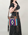 OHLAY HOBO Hand Tooled Upcycled Wool  Genuine Leather women bag western handbag purse