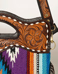 OHLAY HOBO Hand Tooled Upcycled Wool  Genuine Leather women bag western handbag purse