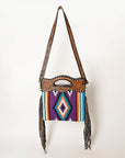 OHLAY HOBO Hand Tooled Upcycled Wool  Genuine Leather women bag western handbag purse