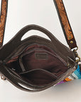 OHLAY HOBO Hand Tooled Upcycled Wool  Genuine Leather women bag western handbag purse