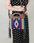 OHLAY HOBO Hand Tooled Upcycled Wool  Genuine Leather women bag western handbag purse
