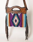 OHLAY HOBO Hand Tooled Upcycled Wool  Genuine Leather women bag western handbag purse