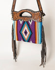 OHLAY HOBO Hand Tooled Upcycled Wool  Genuine Leather women bag western handbag purse