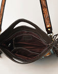 OHLAY HOBO Hand Tooled Upcycled Wool  Genuine Leather women bag western handbag purse
