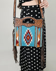 OHLAY HOBO Hand Tooled Upcycled Wool  Genuine Leather women bag western handbag purse