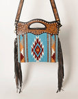 OHLAY HOBO Hand Tooled Upcycled Wool  Genuine Leather women bag western handbag purse