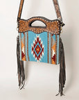 OHLAY HOBO Hand Tooled Upcycled Wool  Genuine Leather women bag western handbag purse