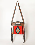 OHLAY HOBO Hand Tooled Upcycled Wool  Genuine Leather women bag western handbag purse