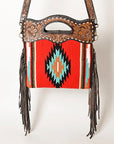 OHLAY HOBO Hand Tooled Upcycled Wool  Genuine Leather women bag western handbag purse