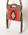 OHLAY HOBO Hand Tooled Upcycled Wool  Genuine Leather women bag western handbag purse
