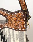 OHLAY HOBO Hand Tooled Upcycled Wool  Genuine Leather women bag western handbag purse