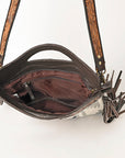 OHLAY HOBO Hand Tooled Upcycled Wool  Genuine Leather women bag western handbag purse