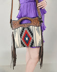 OHLAY HOBO Hand Tooled Upcycled Wool  Genuine Leather women bag western handbag purse