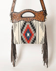 OHLAY HOBO Hand Tooled Upcycled Wool  Genuine Leather women bag western handbag purse