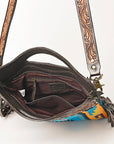 OHLAY HOBO Hand Tooled Upcycled Wool  Genuine Leather women bag western handbag purse